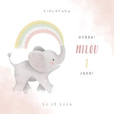 Einladungskarte Kindergeburtstag Elefant & Regenbogen