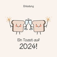 Einladungskarte Neujahrsempfang 'Ein Toast auf 2024'