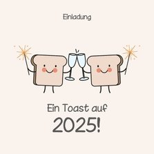 Einladungskarte Neujahrsempfang 'Ein Toast auf 2025'
