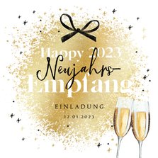 Einladungskarte Neujahrsempfang Schleife & Sektgläser