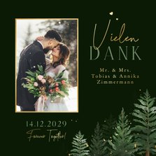 Foto-Dankeskarte Hochzeit Tannenbäume Winterwald