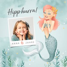 Foto-Glückwunschkarte Kindergeburtstag Meerjungfrau