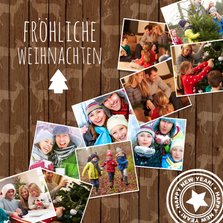 Foto-Weihnachtskarte mit 10 Fotos auf Holz