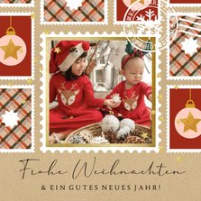 Foto-Weihnachtskarte nostalgische Briefpost mit Karos