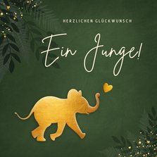 Geburt Glückwunschkarte Elefant olivgrün