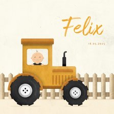 Geburtskarte Junge in Traktor
