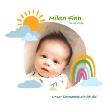 Geburtskarte mit Foto "Unser Sonnenschein"