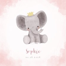 Geburtskarte rosa niedlicher Elefant Foto innen