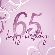 Geburtstagskarte 65. Geburtstag lila Ornamente