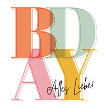 Geburtstagskarte 'BDAY' bunt