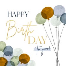 Geburtstagskarte 'Happy Birthday' Luftballons