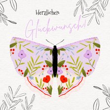 Geburtstagskarte lila Schmetterling
