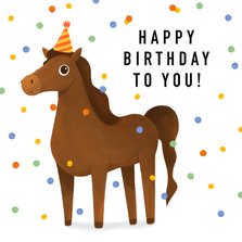 Geburtstagskarte Pferd und Konfetti