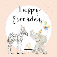 Geburtstagskarte Zebra und Elefant