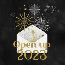 Geschäftliche Neujahrskarte Briefumschlag 'Open up'