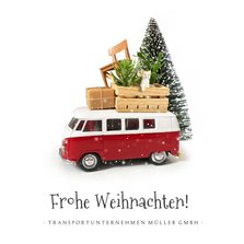 Geschäftliche Weihnachtskarte VW Bus Transportunternehmen