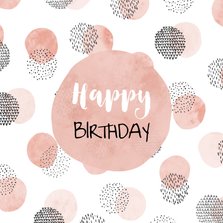 Glückwunschkarte Geburtstag rosa und schwarze Punkte