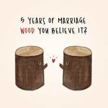 Glückwunschkarte Holzhochzeit 5 Jahre Ehe