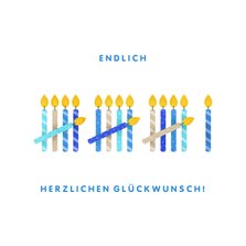 Glückwunschkarte zum 16. Geburtstag mit blauen Kerzen