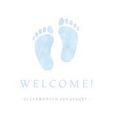 Glückwunschkarte zur Geburt blaue Füße