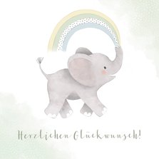 Glückwunschkarte zur Geburt Elefant grün