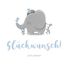 Glückwunschkarte zur Geburt mit süßem Elefant
