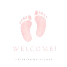 Glückwunschkarte zur Geburt rosa Füße