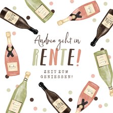 Glückwunschkarte zur Rente Champagner & Wein