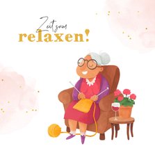 Glückwunschkarten Rentenbeginn Oma im Sessel
