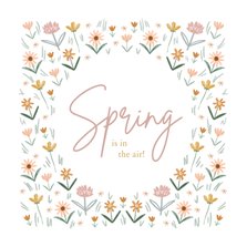 Grußkarte mit kleinen Blumen 'Spring is in the air'