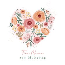 Grußkarte Muttertag Herz aus Blumen