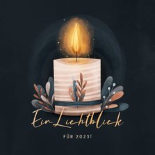 Grußkarte Neujahr Lichtblick Kerzenflamme