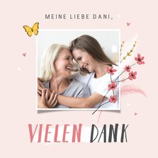 Grußkarte Vielen Dank mit Foto & Blumen