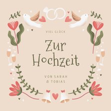 Hochzeit-Glückwunschkarte Blumengirlande