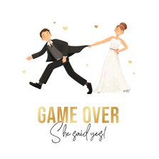 Hochzeitsfeiereinladung Ehepaar 'Game over' mit Gold