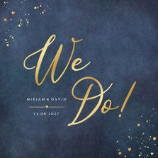 Hochzeitskarte 'We do!' Blau mit Gold