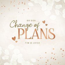 Karte Change-of-Plans Hochzeit Herzen Kupfer