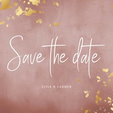 Karte Hochzeit 'Save the Date' Goldtupfen