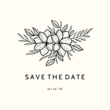 Karte Save-the-Date Hochzeitstermin schwarze Blumen