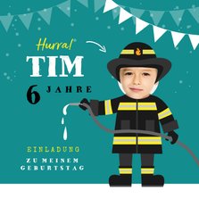 Kindergeburtstag-Einladung Feuerwehrmann