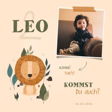 Kindergeburtstag Einladung süßer Löwe und Foto