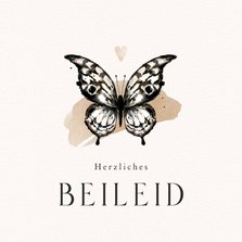 Kondolenzkarte Schmetterling mit Herz