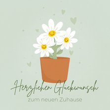 Lustige Glückwunschkarte Umzug lachende Blumen