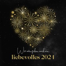 Neujahrsgrußkarte Herz aus Feuerwerk