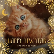 Neujahrskarte Feuerwerk und Sterne mit eigenem Foto