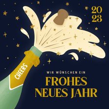 Neujahrskarte Geschäftlich Sektflasche 'Cheers'