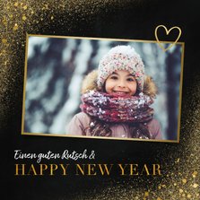 Neujahrskarte Goldlook mit Foto & Herz