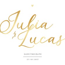Save-the-Date-Karte Hochzeit Namen in Gold