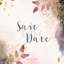 Save-the-Date-Karte Hochzeit rosa mit stilvollen Blumen