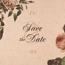 'Save the Date' Karte Vintagerosen auf Kraftpapier